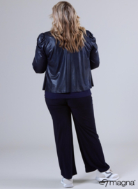 Kort Leather Look Puff Shoulder Jacket (K-2401-LL) 017-Navy