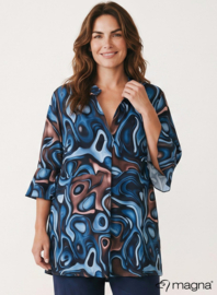 Flared Sleeves Relaxed Tunic (C-2503-PRINT) T10017-Fluid Design Navy