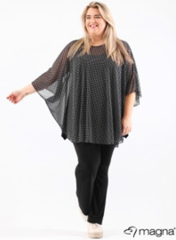 Poncho WINGS chiffon print (M-0004-CHPR) 001001-BW Polka Dots