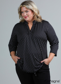 Roll Sleeve Top (B-9001-PR) 001001-Polka Dot BW