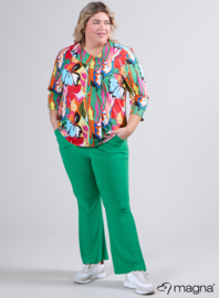 Comfy Button Flap Tunic (C-2504-PRINT) U32058-Butterfly Garden Green