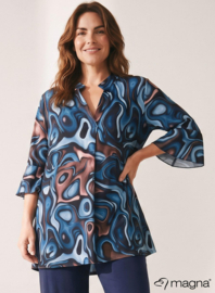 Flared Sleeves Relaxed Tunic (C-2503-PRINT) T10017-Fluid Design Navy