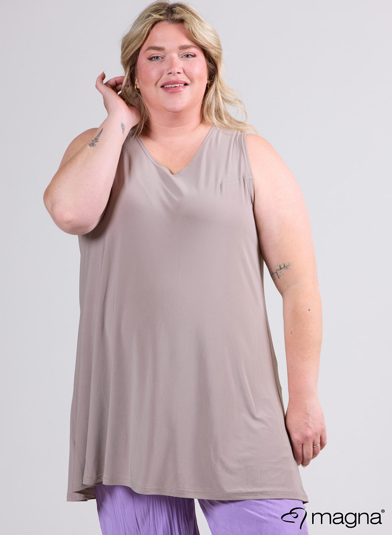 A-Line Sleeveless tunic/top (A-2302-SOLID) 014-Sand