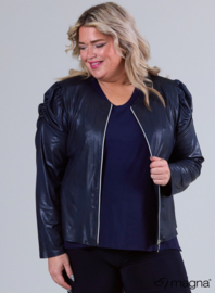 Kort Leather Look Puff Shoulder Jacket (K-2401-LL) 017-Navy