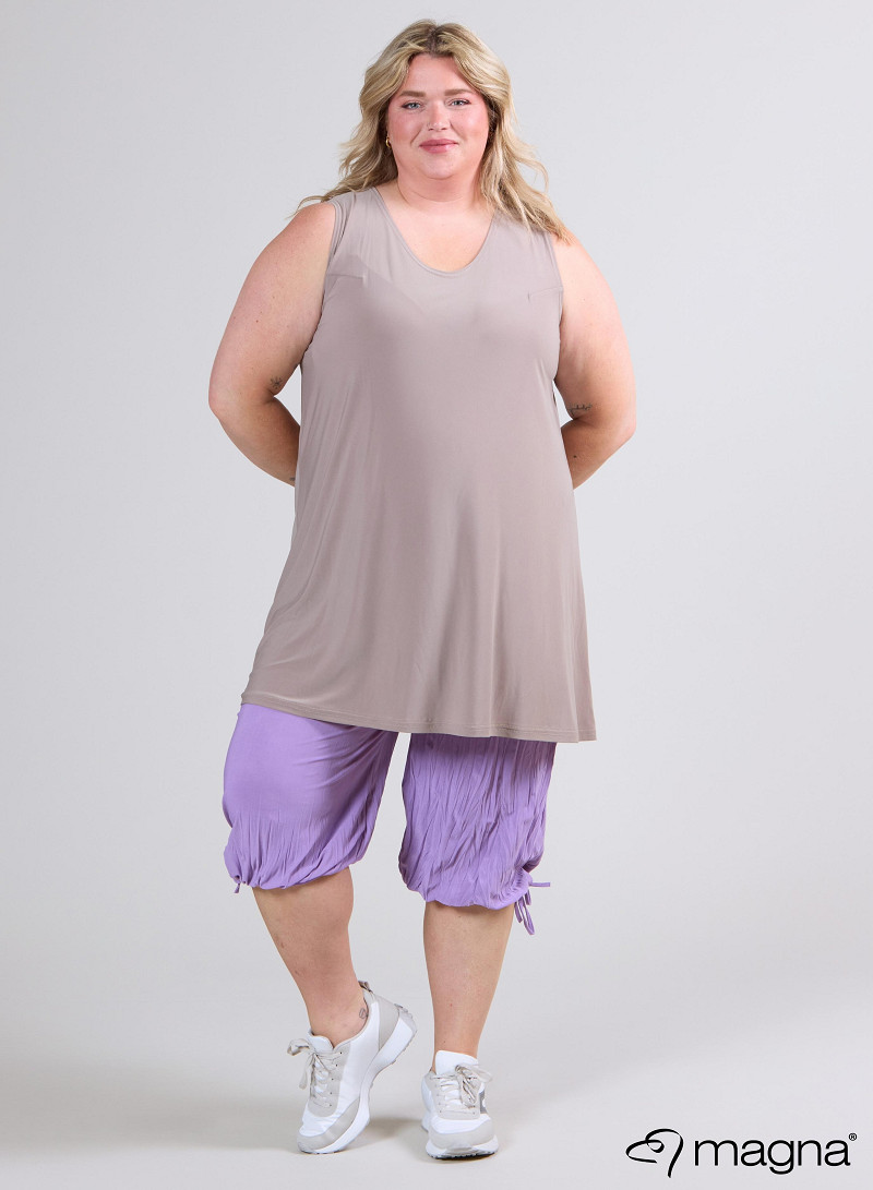 A-Line Sleeveless tunic/top (A-2302-SOLID) 014-Sand