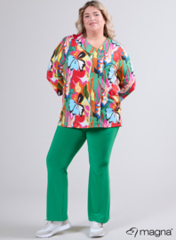Comfy Button Flap Tunic (C-2504-PRINT) U32058-Butterfly Garden Green
