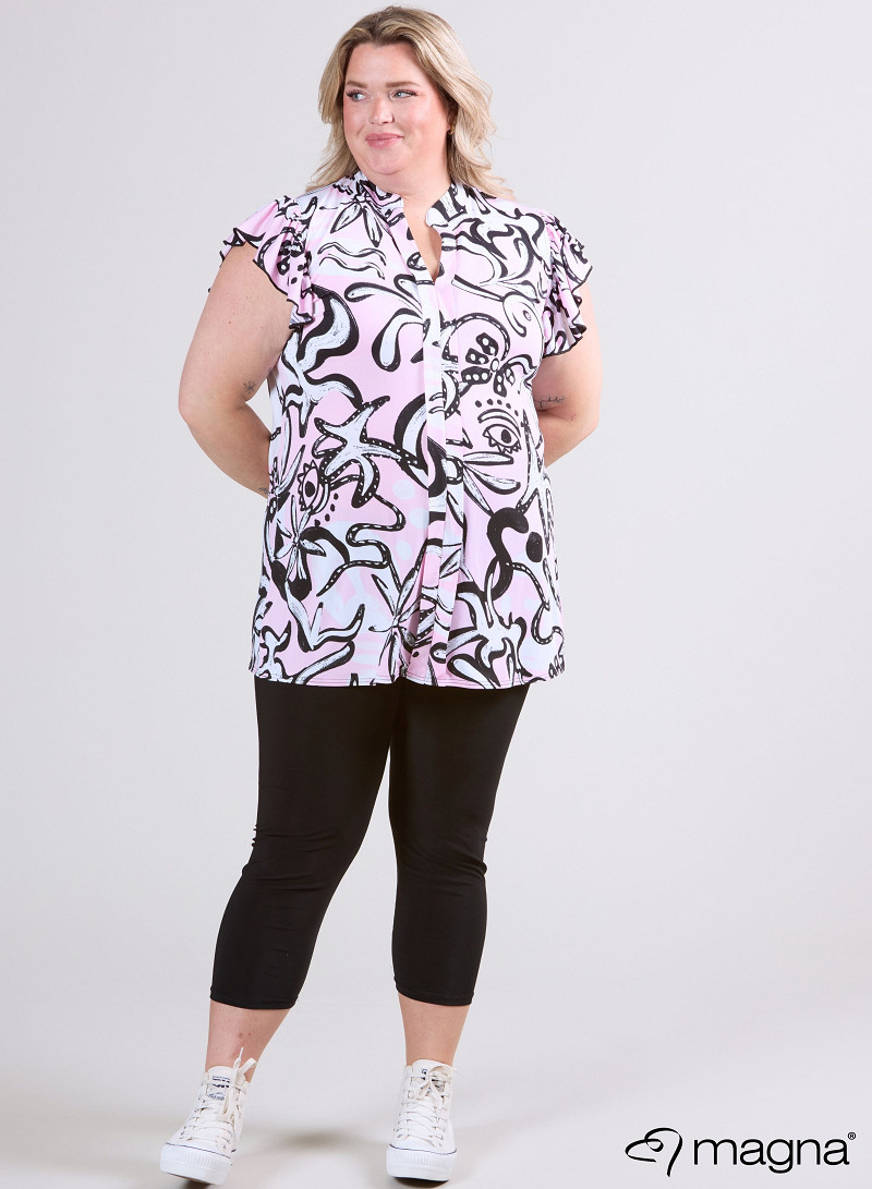 Sleeveless Frill Tunic (C-2305-PR) U24005-Groovy Pink