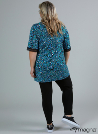 Wide Lace Detail A-Line Shirt (B-2423-VP) V-54060-Leopard Blue-Green