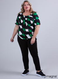 Short Sleeve Puffy Shirt (B-8018-PRINT) V75058-Diamond Blocks Green