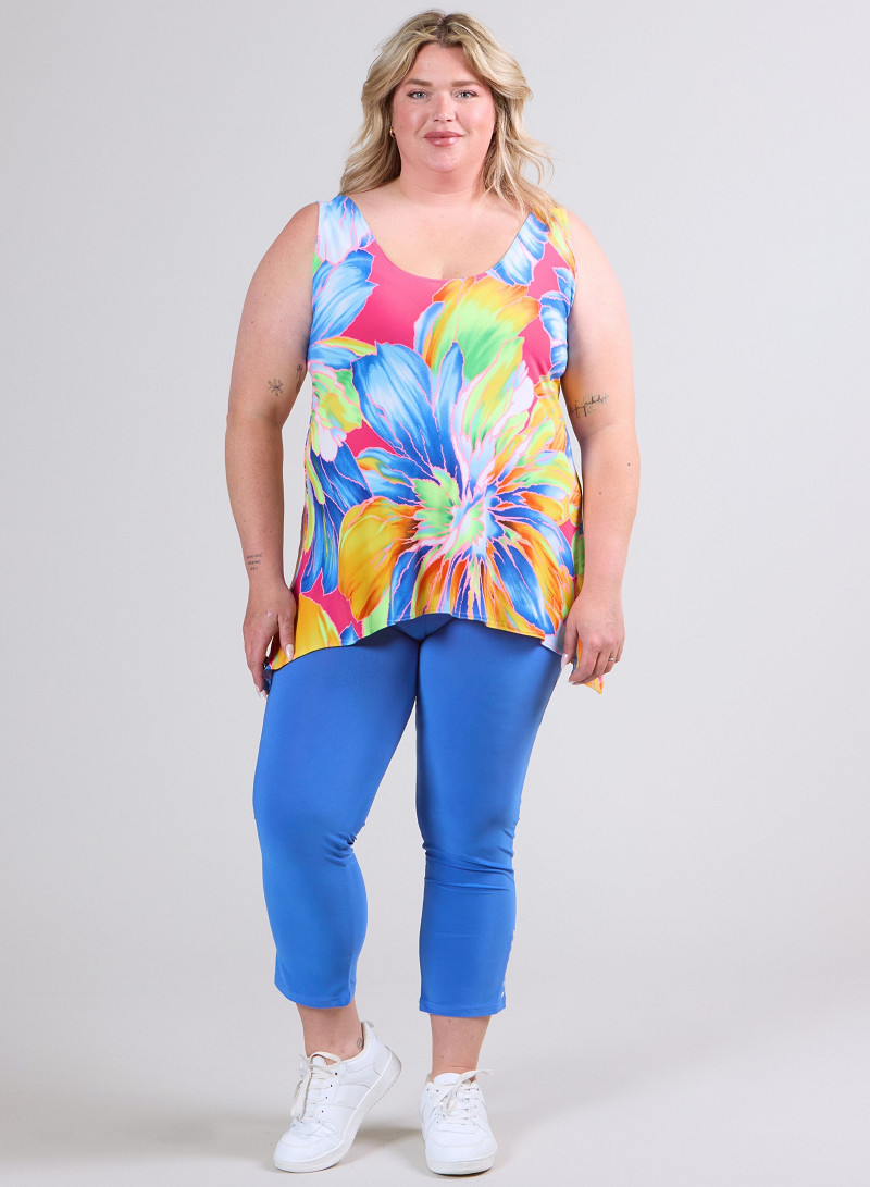A-Top (A26-PRINT) - T75071-Neon Flowers Blue-Orange
