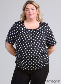 Short Sleeve Puffy Shirt (B-8018-PRINT) 411001-Medium Polka BW