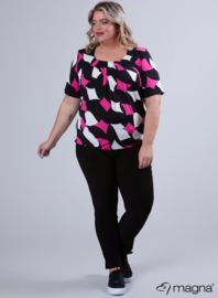 Short Sleeve Puffy Shirt (B-8018-PRINT) V75006-Diamond Blocks Pink