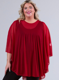 Poncho WINGS chiffon (M-04-CH) 015-Rood