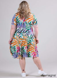 Long A-Line Dress (C-2203-PRINT) T90019-Summer Jungle Orang-Purple