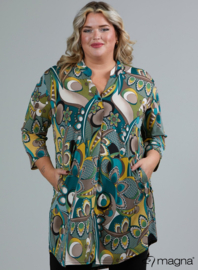 A-Line Long Pocket Tunic (C-2217-PR) V77048-Funky Jungle Petrol