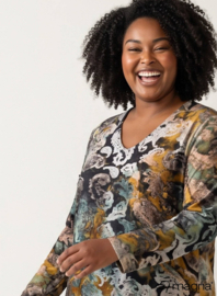 Long Sleeve A-Line Tunic (B-2401-MSH) T09065-Midnight Forest Oker