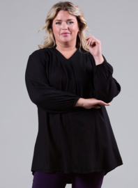 Trim Blouse (B-2424-LVS) 001-Zwart
