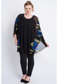 Poncho WINGS Chiffon Print Flower (M-0004-CH-FL) 060-Dr.Cobalt
