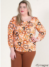 Shirt met Elastiek (B-8022-VISPR) Z04019-Tringle Print Orange