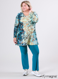 Long Sleeve A-Line Tunic (B-2401-MSH) U51048-Fall Leaves Petrol