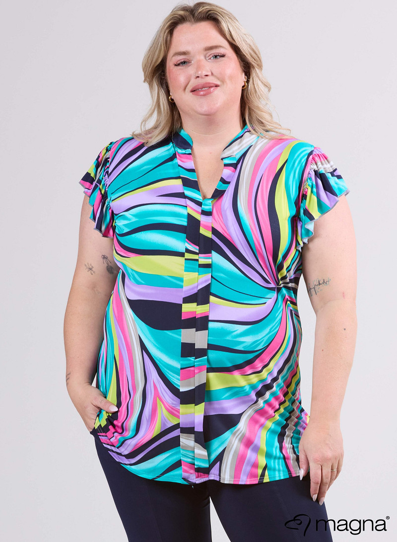 Sleeveless Frill Tunic (C-2305-PR) T73017-Rainbow Waves