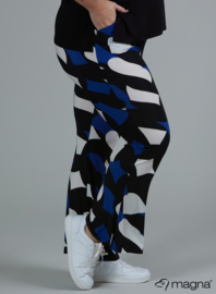 Relaxed Pocket Flared Pants (D-2403-PRINT) V75060-Diamond Blocks  Blue