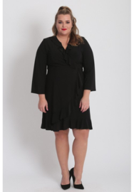 Wikkel Tuniek-Jurk  met rouche (N-8006) 001-Zwart *