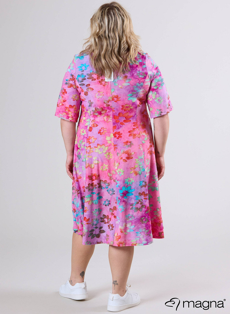 Long A-Line Dress (C-2513-MSH) T76011-Daisy Design Turquoise-Pink