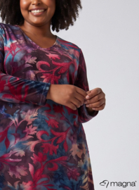 Long Sleeve A-Line Tunic (B-2401-MSH) T09032-Midnight Forest Wine Red