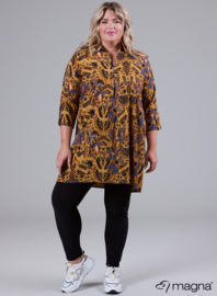 Tuniek met zakken (C-9003-LVIS-print) U83065-Oriental FLower Oker