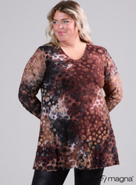 Lange basic shirt (B-6004-MSH) U55064-Dots Brown-Black