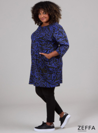 Tuniek met zakken (ZF-TU-1010-HVP)  U73060-Scribble Waves Blue