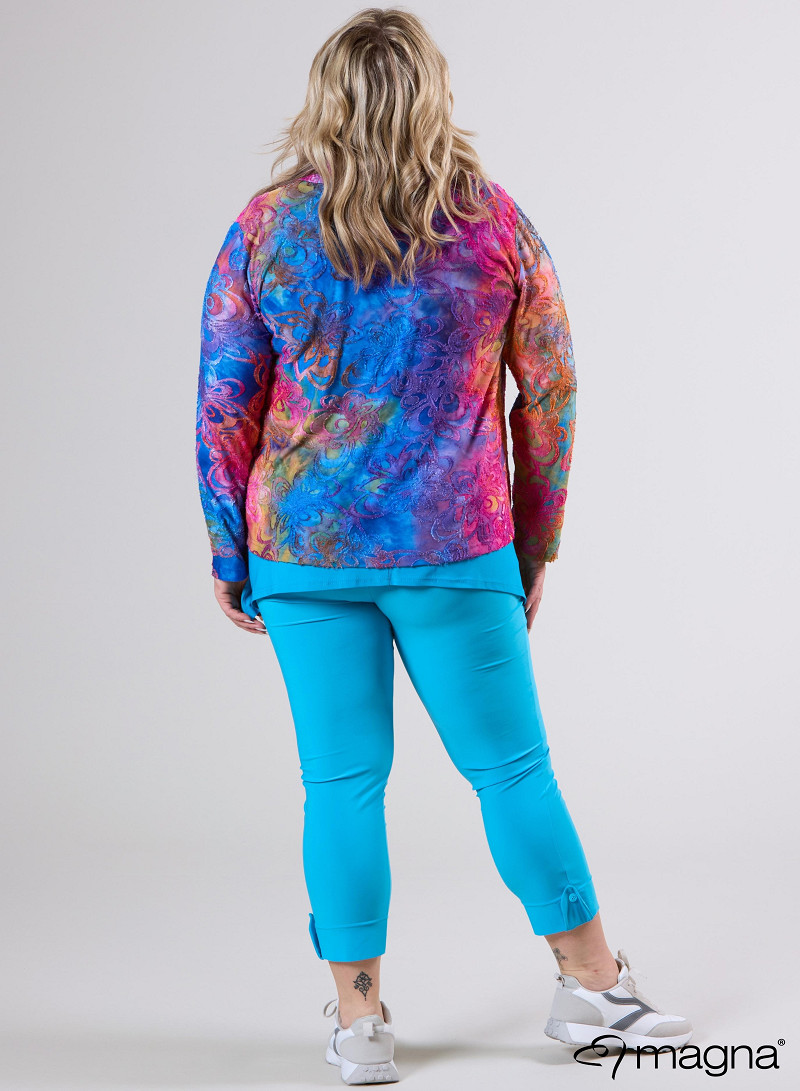 Jaquard Button Jacket (K-2402-MSH) T99006-Floral Pink-Blue