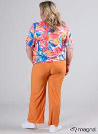Short Sleeve Puffy Shirt (B-8018-PRINT) U11060-Jungle Blue-Orange