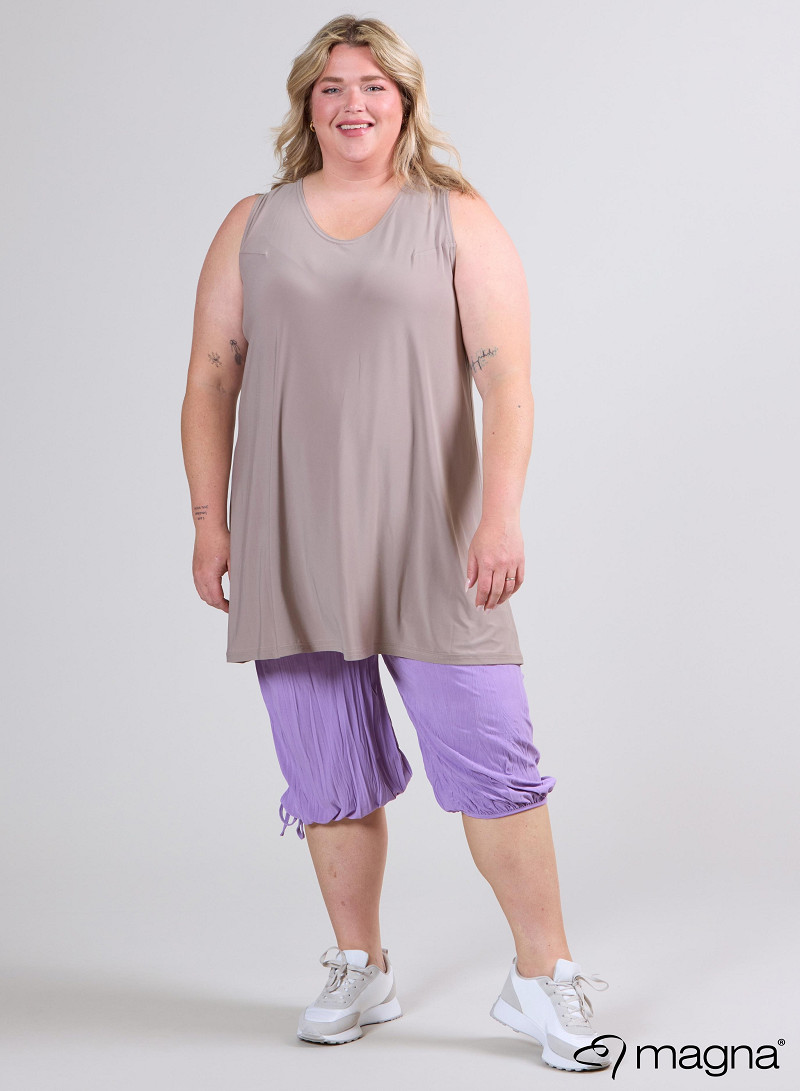 A-Line Sleeveless tunic/top (A-2302-SOLID) 014-Sand