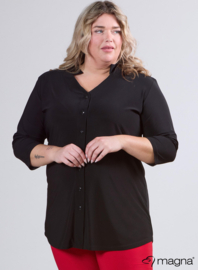 Button Tunic V-Shaped Neckline (C-2506) 001-Zwart