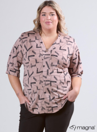 Puff Sleeve Shirt (B-2502-PR) U29061-Arrow Sketch Taupe