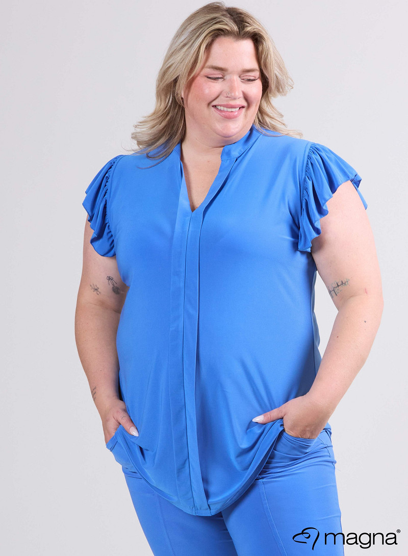 Sleeveless Frill Tunic (C-2305) 071-Dark Sky Blue