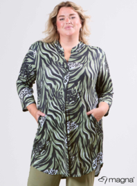 A-Line Long Pocket Tunic (C-2217-PR) T71080-Animal Waves Green