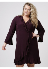 Wikkel Tuniek-Jurk  met rouche (N-8006) 026-Aubergine