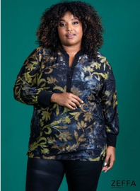Stretchy Chiffon Blouse (ZF-BL-1001-CHP)  X70031-Jungle Tie Dye Green