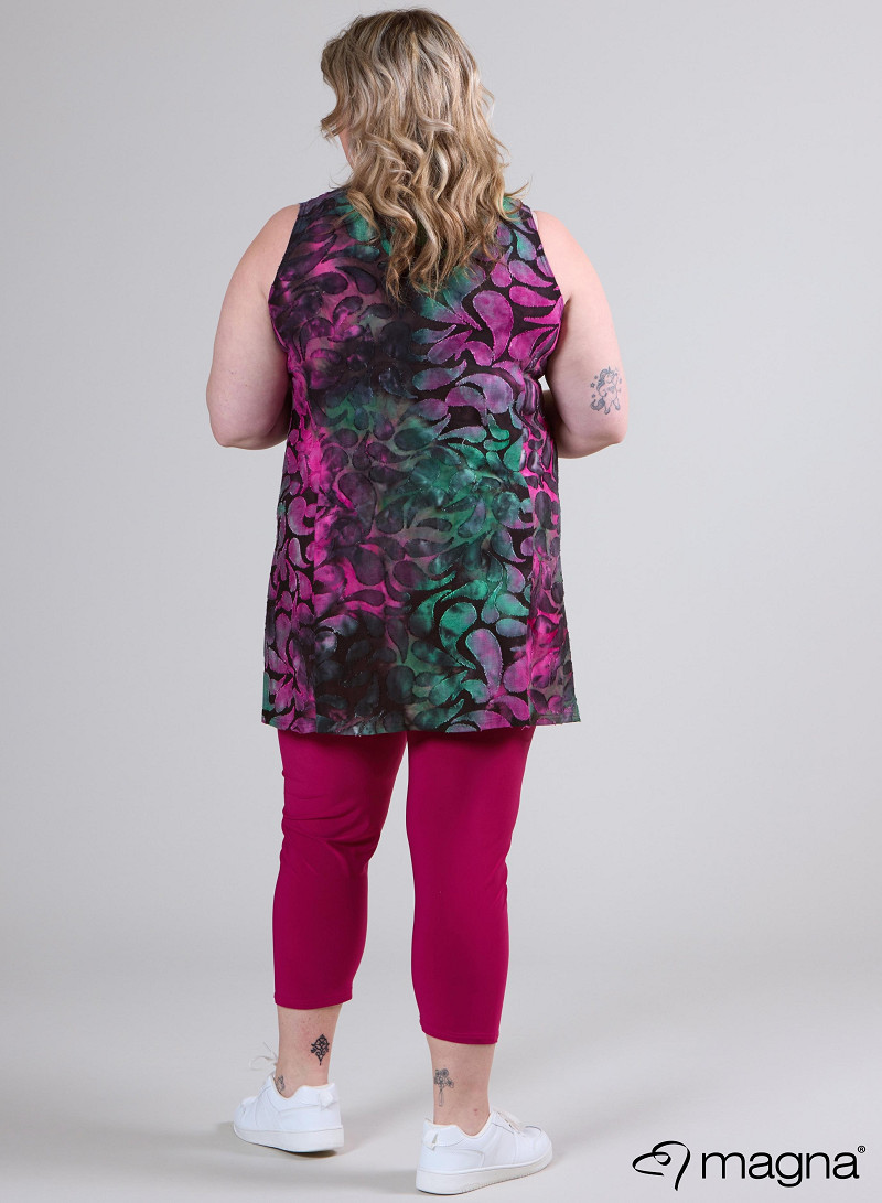 A-Line Sleeveless tunic/top (A-2302-MSH) T87056-Drop Shapes Magenta-Green