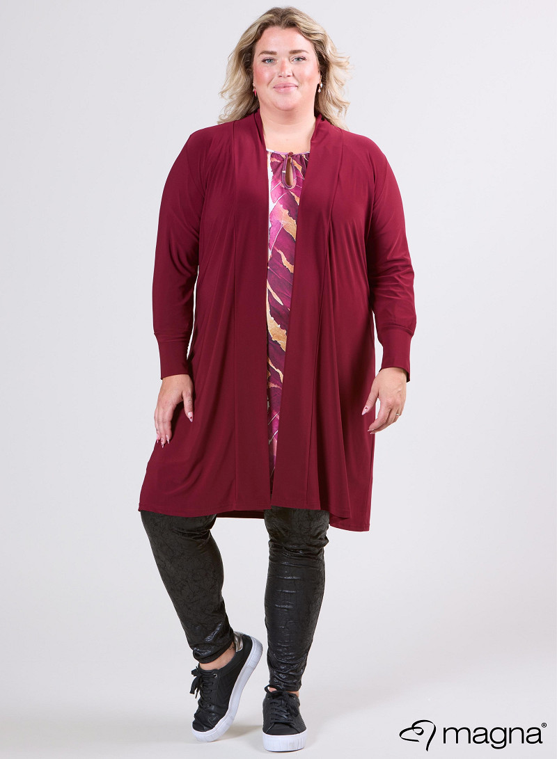 Open Front Loose Cardigan (N-2201) 032-Wine Red