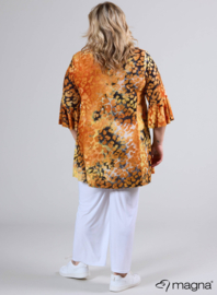 Flared Sleeves Relaxed Tunic (C-2503-MSH) U15019-Leopard Orange