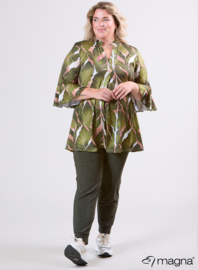 Flared Sleeves Relaxed Tunic (C-2503-PRINT) T69031-Autumn Leaves Green