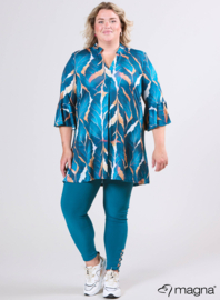 Flared Sleeves Relaxed Tunic (C-2503-PRINT) T69048-Autumn Leaves Petrol