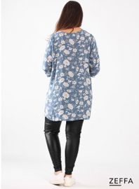 Simple Tunic  (ZF-TU-1005-pol) 002704-Flower Sky Blue