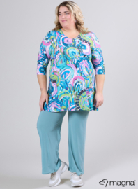 Lange basic shirt (B-6004-PRINT) T39008-Flowing Canvas Lime-Pink