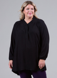 Trim Blouse (B-2424-LVS) 001-Zwart