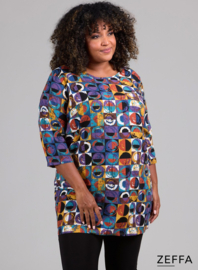 Simple Tunic  (ZF-TU-1005-LVP) U70048-Modern Art Petrol